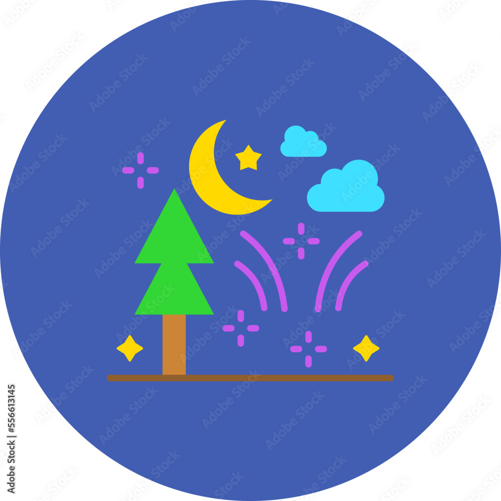 Night Multicolor Circle Flat Icon