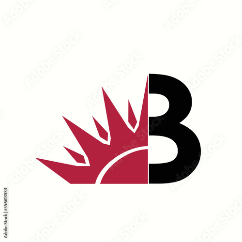 logo letter b with icon sun vector design	