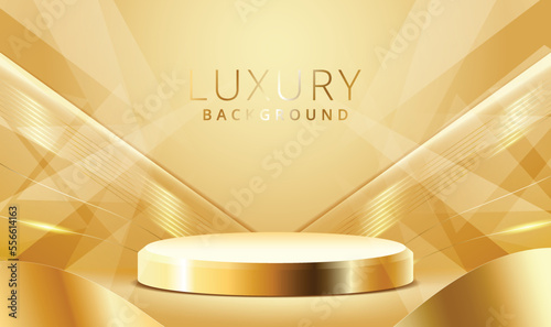 Luxury gold podium scene for product presentation vector. gold luxury background.