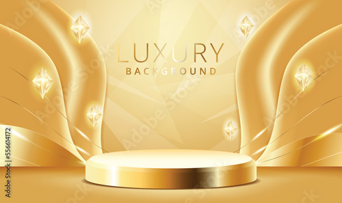 Luxury gold podium scene for product presentation vector. gold luxury background.
