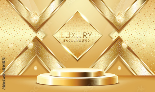 Luxury gold podium scene for product presentation vector. gold luxury background.