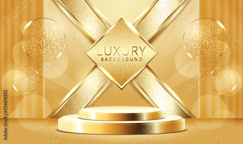 Luxury gold podium scene for product presentation vector. gold luxury background.
