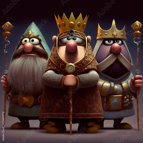 Los tres reyes magos en estilo caricatura photo