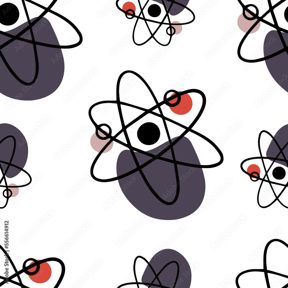 Seamless pattern Doodle chemical atom or molecule