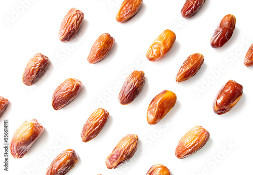 Dried dates isolated on white background.