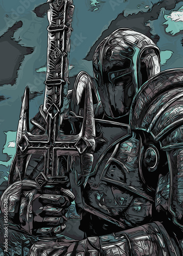 Armor Knight Art Illustration Poster Image 