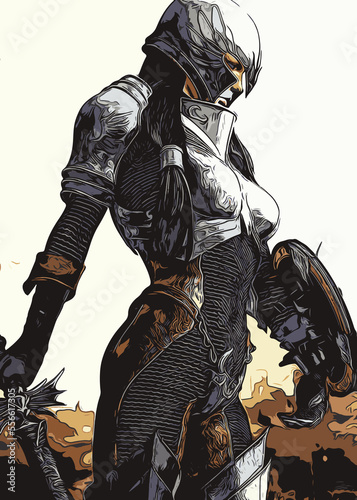 Woman Knight Illustration Creative Poster Image