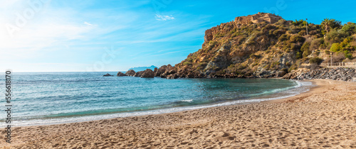 Mazarron beach and rock in Spain photo