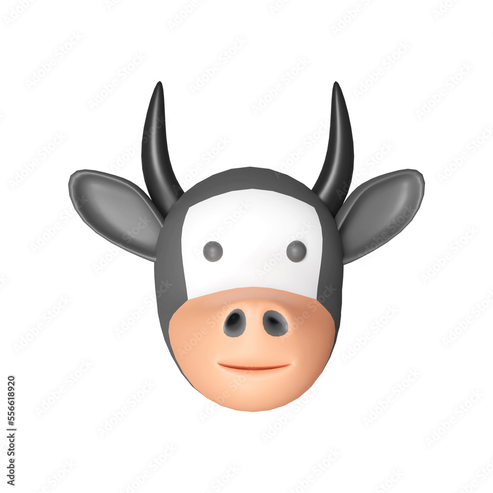 3D Render, Cow Face.