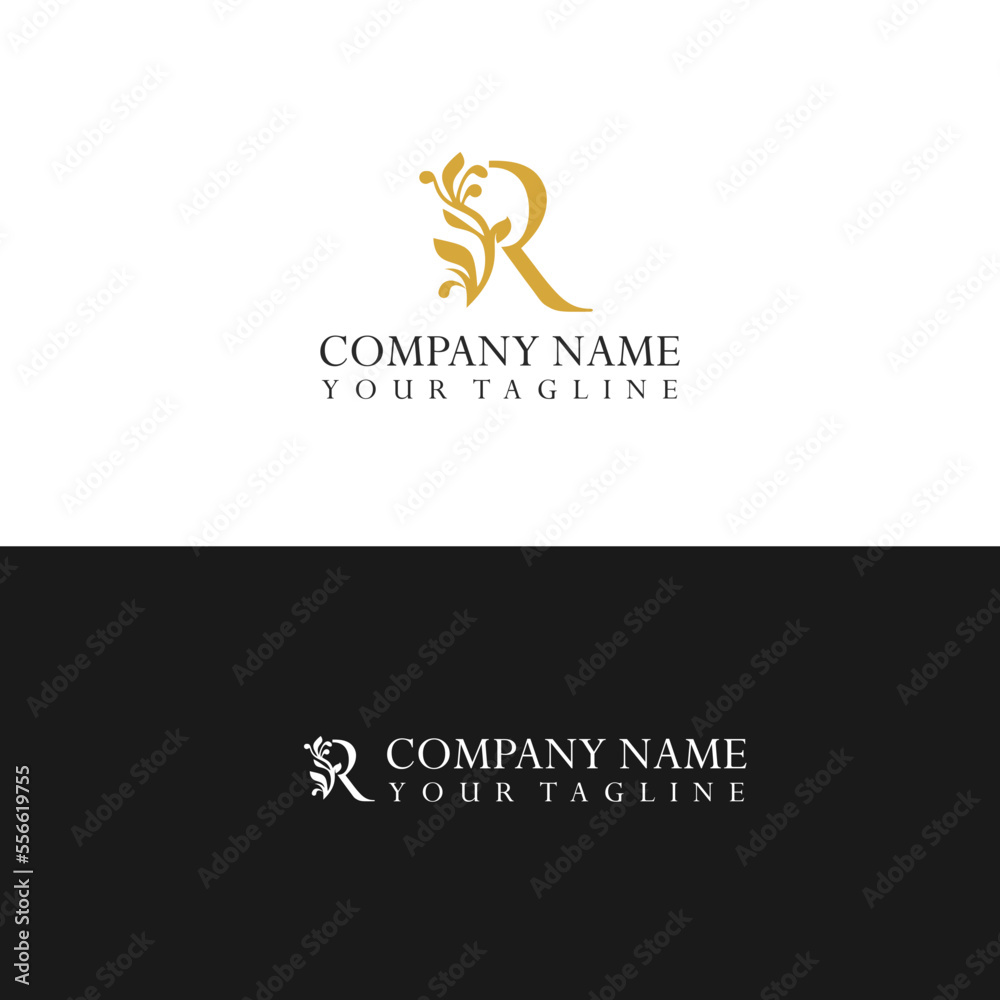 Initial R letter luxury beauty flourishes ornament monogram logo Initial R letter luxury beauty flourishes ornament monogram logo