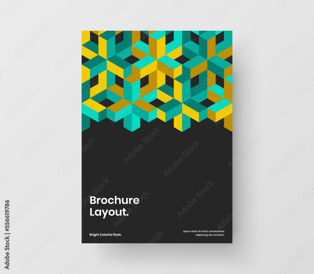 Fresh mosaic hexagons company identity layout. Isolated corporate brochure A4 vector design concept.