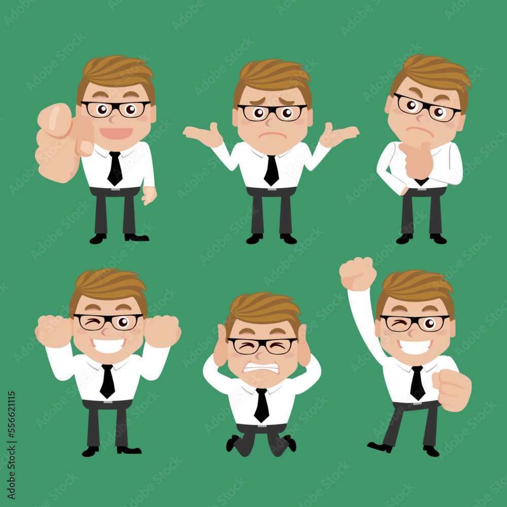 Set of man characters in different poses Set of man characters in different poses