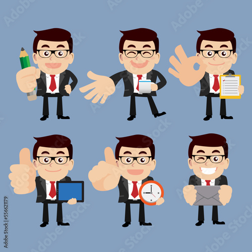 Set of man characters in different poses