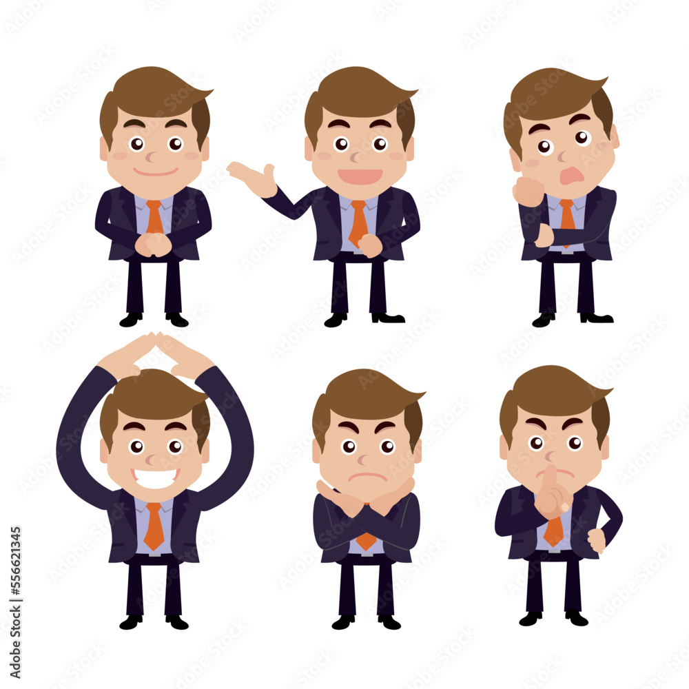 Set of man characters in different poses Set of man characters in different poses