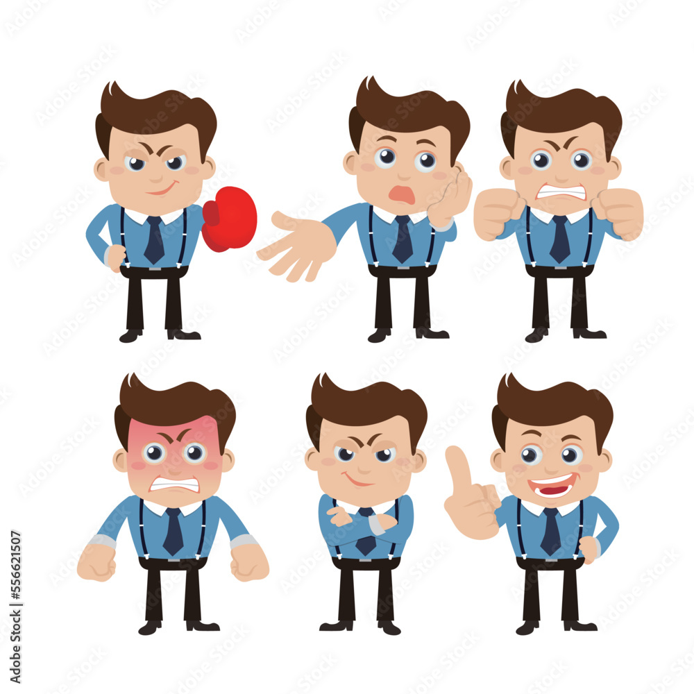 Set of businessman characters in different poses Set of businessman characters in different poses