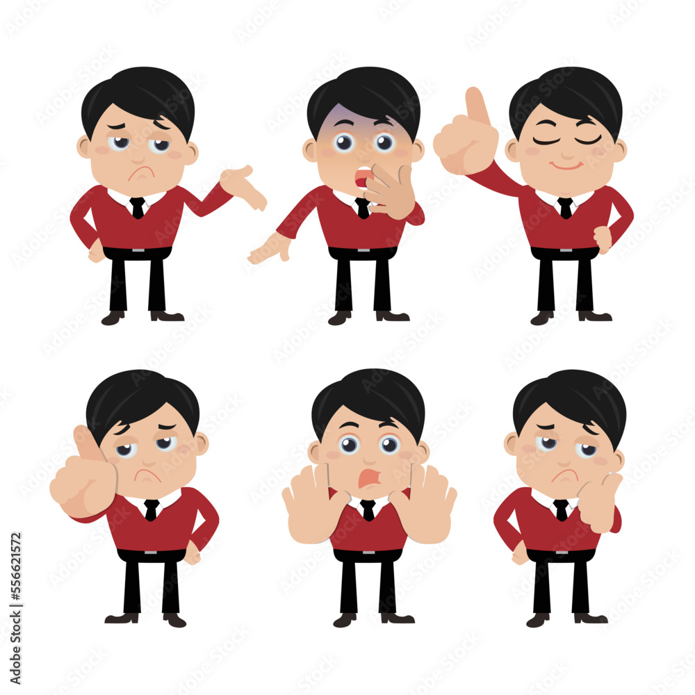 Set of businessman characters in different poses Set of businessman characters in different poses