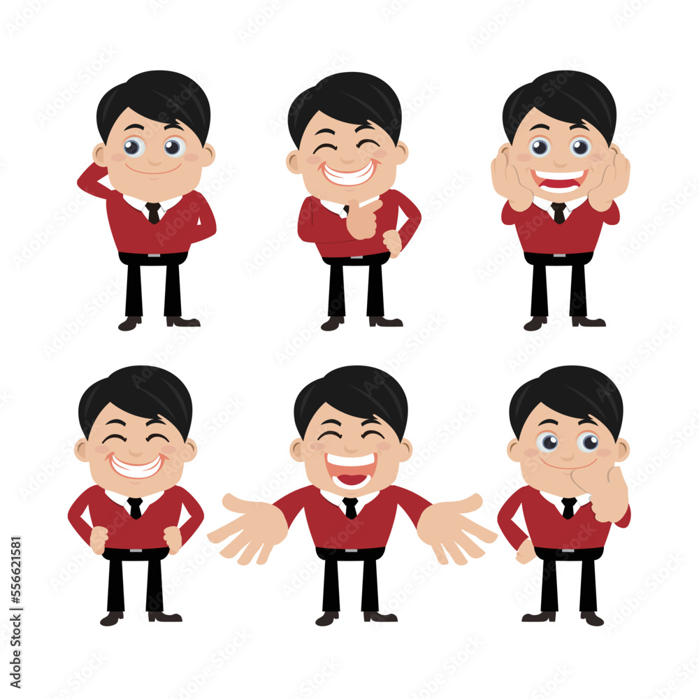 Set of businessman characters in different poses