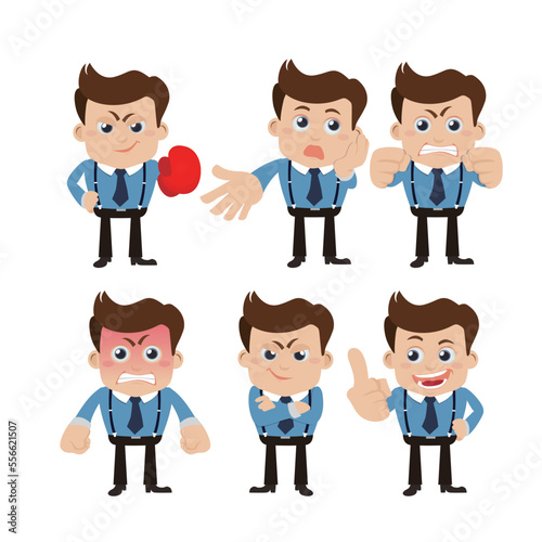 Set of businessman characters in different poses