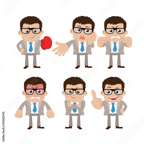 Set of businessman characters in different poses