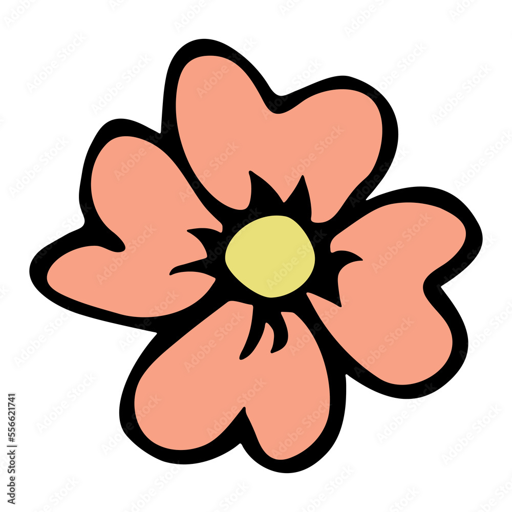 Simple flower clipart. Hand drawn floral doodle. For print, web, design, decor, logo
