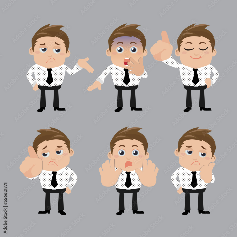 Set of businessman characters in different poses Set of businessman characters in different poses