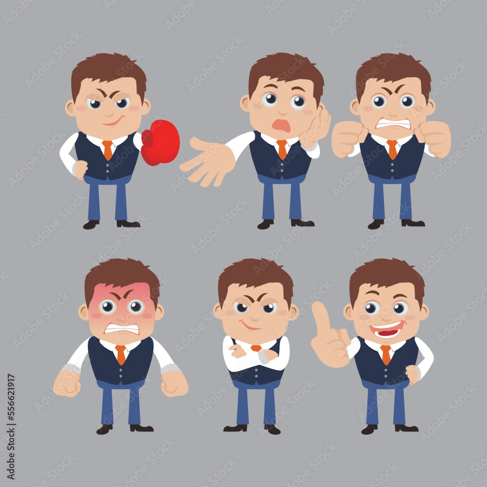 Set of businessman characters in different poses Set of businessman characters in different poses