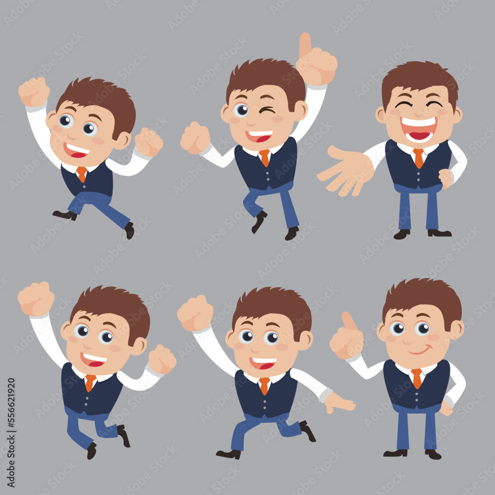 Set of businessman characters in different poses Set of businessman characters in different poses