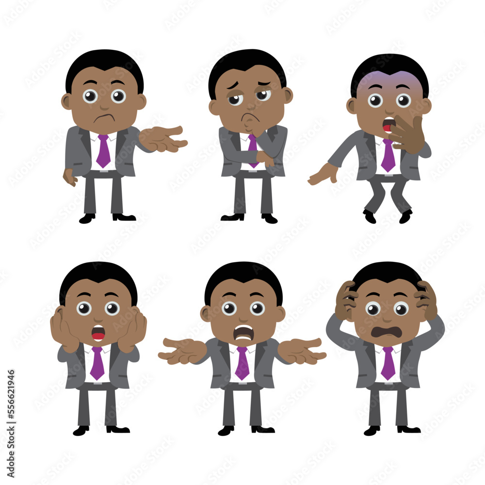 Set of businessman characters in different poses Set of businessman characters in different poses