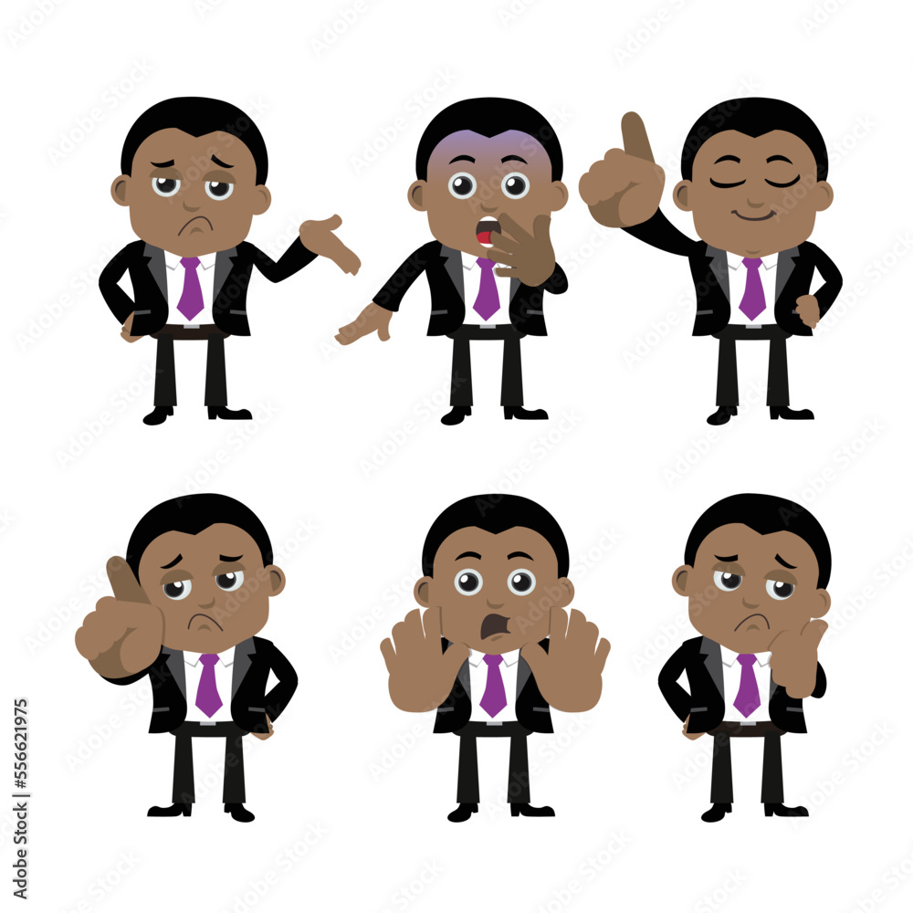 Set of businessman characters in different poses Set of businessman characters in different poses