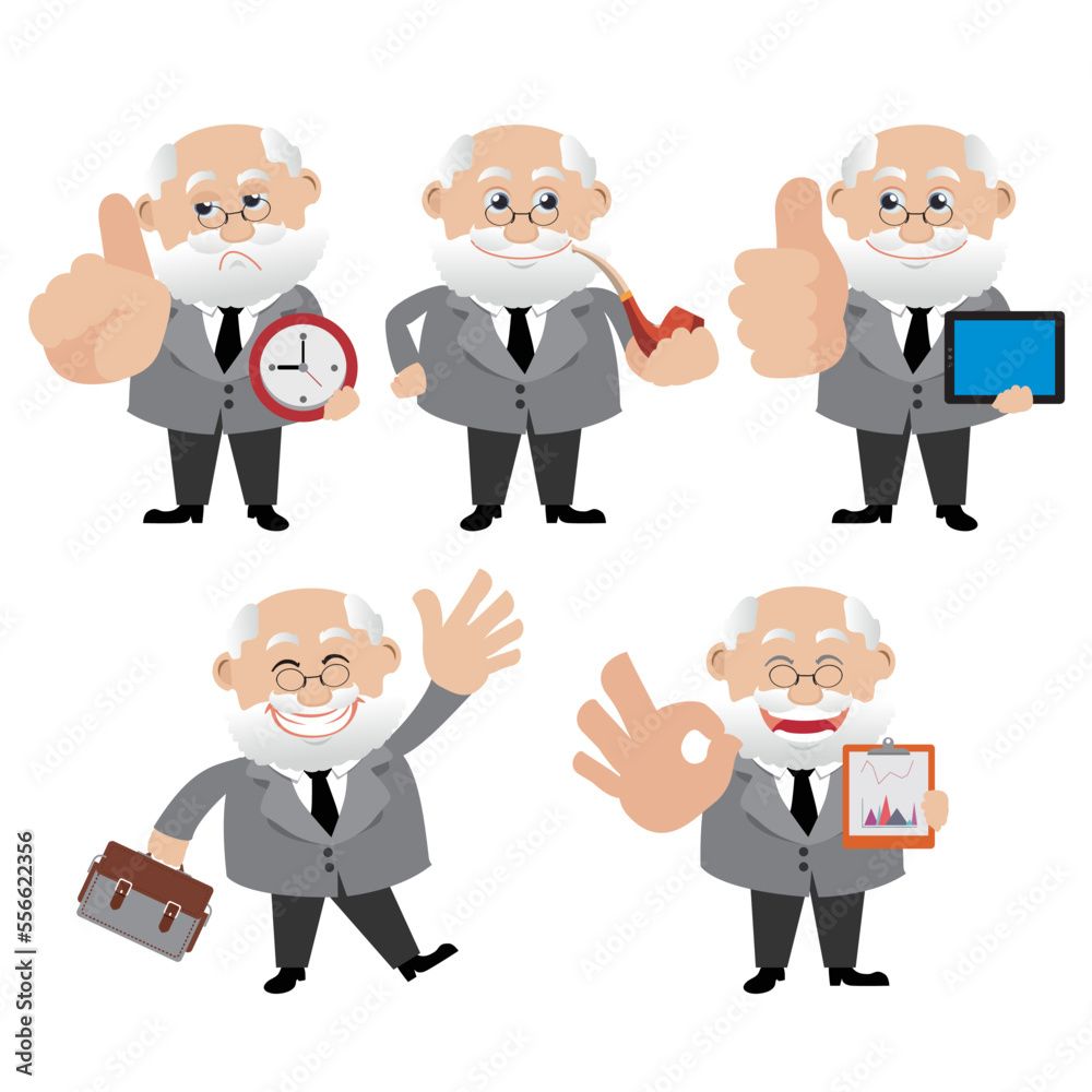 Set of businessman characters in different poses Set of businessman characters in different poses
