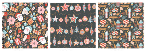 Obraz na plátně Seamless pattern for New Year and Christmas
