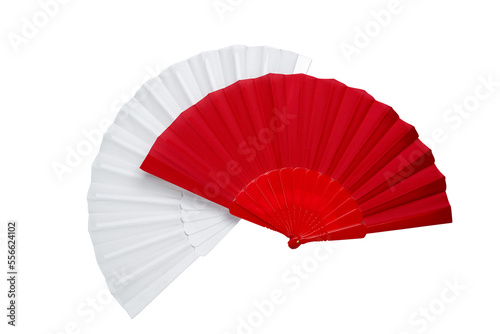 Red and white Chinese fan