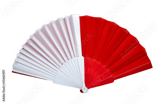 Red and white Chinese fan