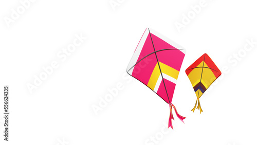 3D Render Colorful Kites Element.