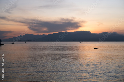 sunrise view in Banyuwangi, sunrise over the mountain, sunrise on the sea, sunrise on the beach, sunrise over Bali Island