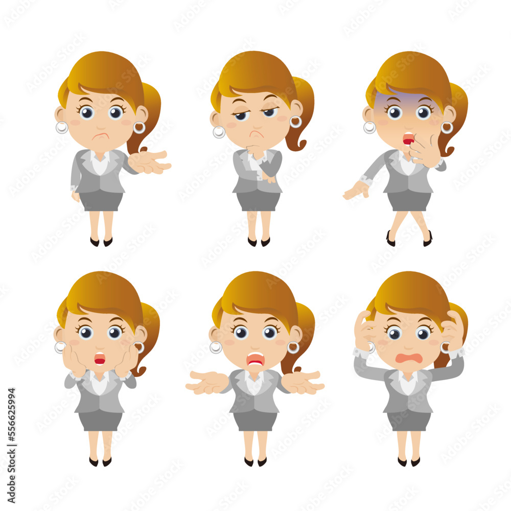Set of businesswoman characters in different poses Set of businesswoman characters in different poses