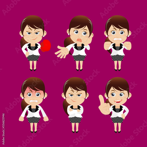 Set of businesswoman characters in different poses