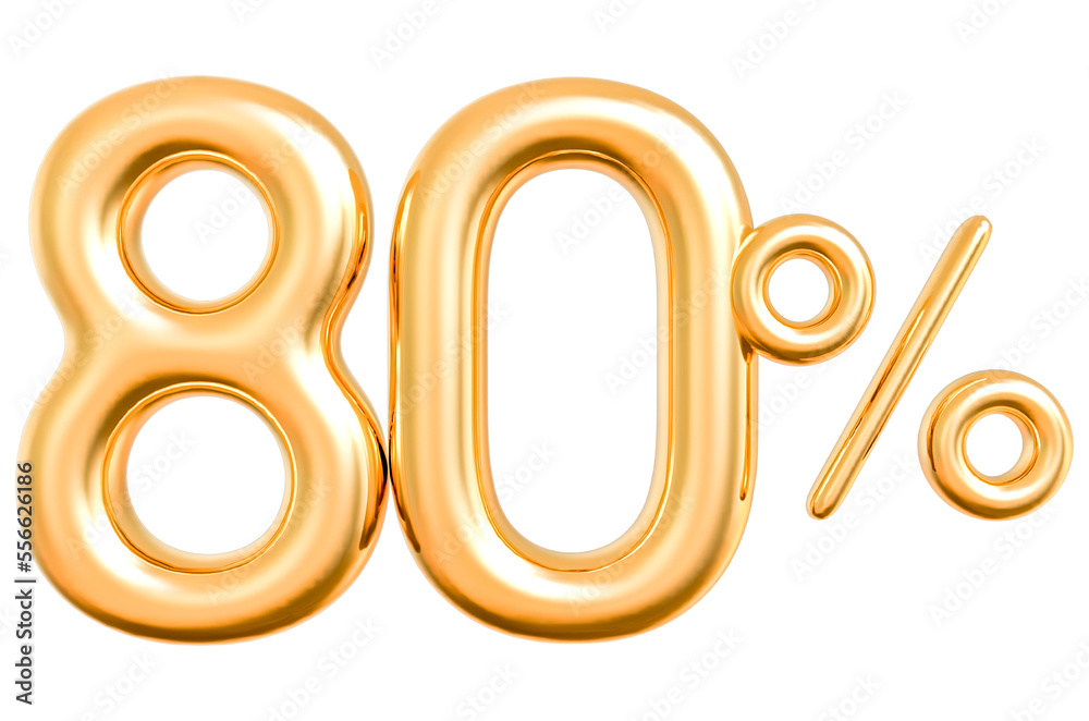 Discount 80 percent number gold 3d with generative AI Discount 80 percent number gold 3d with generative AI