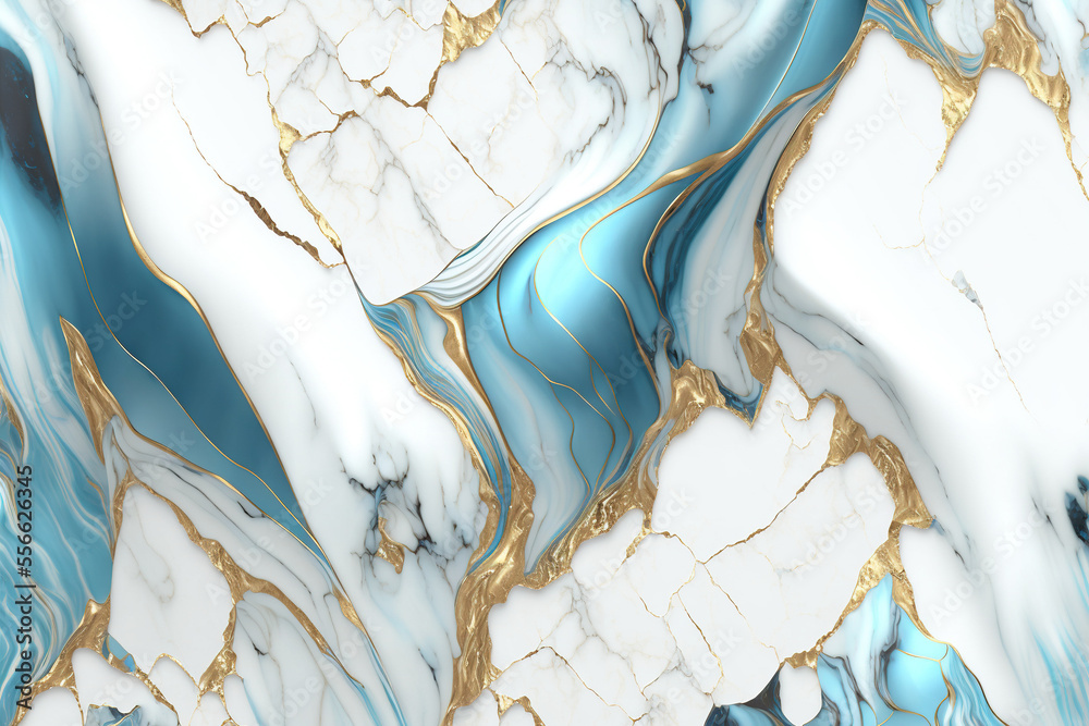 Luxury white and blue marble wallpaper. AI Stock Illustration | Adobe Stock
