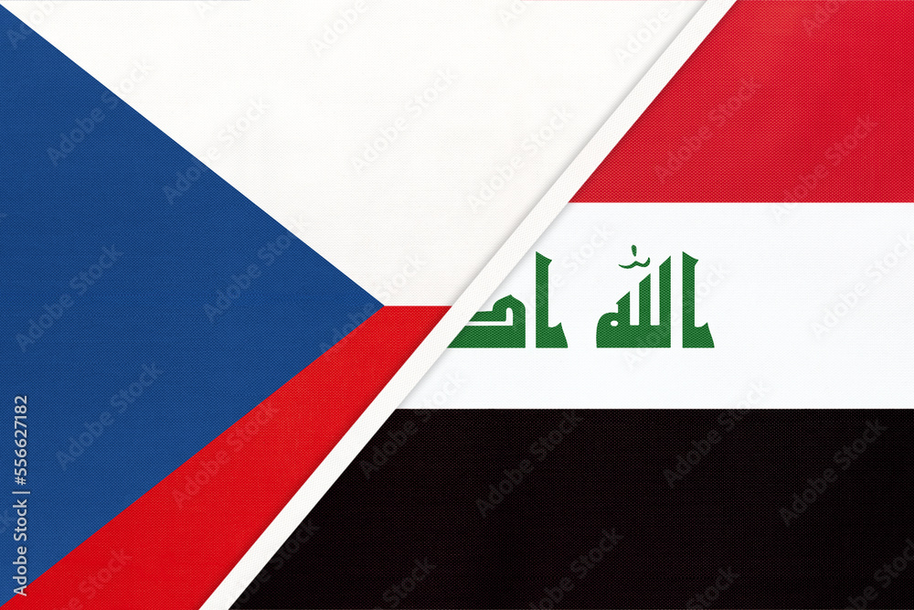 Czech Republic and Iraq, symbol of country. Czechia vs Iraqi national flags.