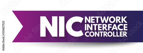 NIC - Network Interface Controller is a computer hardware component that connects a computer to a computer network, acronym text concept background