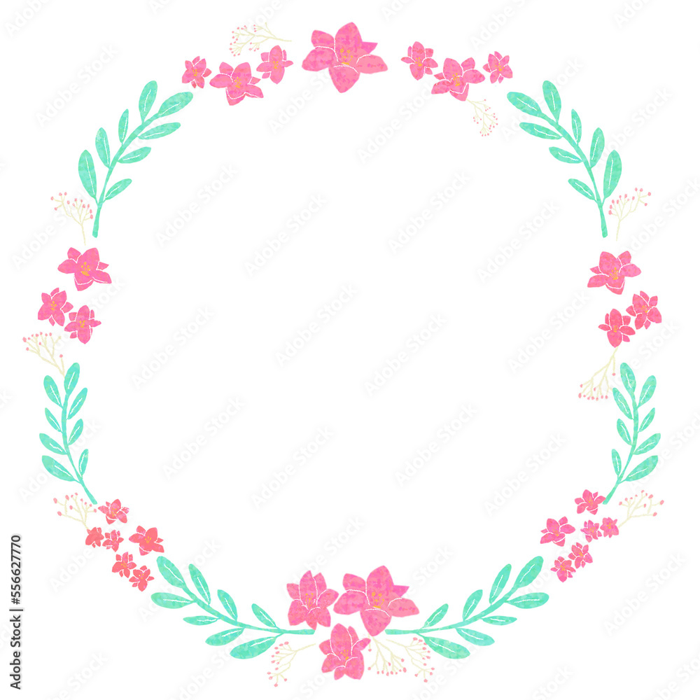 花のフレーム素材　フリージア　ピンク