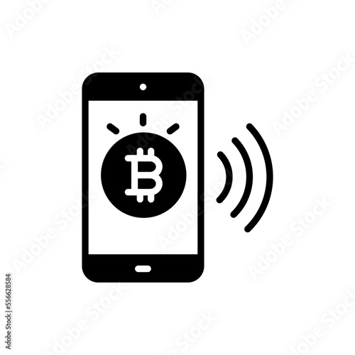 Pay With Bitcoin icon in vector. Logotype