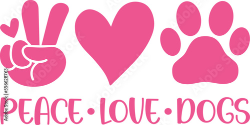 Peace Love Dogs -valentine's day SVG, Vector Design, valentine's day SVG File, valentine's day Shirt SVG, valentine's day mug SVG, Retro valentine's day SVG