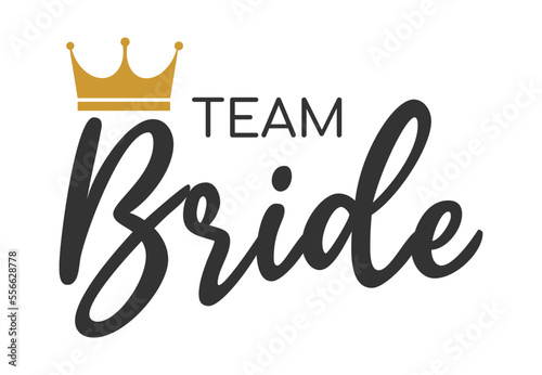 Team bride bachelorette party vector calligraphy design.hen party or bridal shower hand written calligraphy card, banner or poster graphic design lettering vector element. Bride to be quote