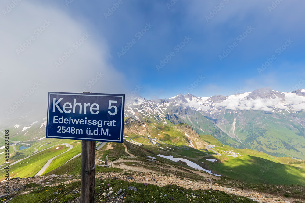 Austria, Carinthia, Information sign along Grossglockner High Alpine Road Austria, Carinthia, Information sign along Grossglockner High Alpine Road