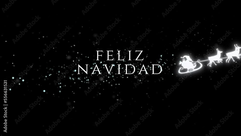 Feliz navidad con trineo de papa Noel en idioma español