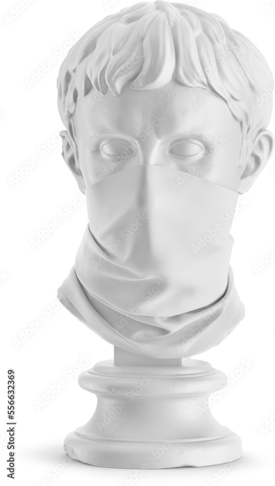 Neck Gaiter on Antique Sculpture Isolated Mockup - 3D Illustration, Front View Neck Gaiter on Antique Sculpture Isolated Mockup - 3D Illustration, Front View