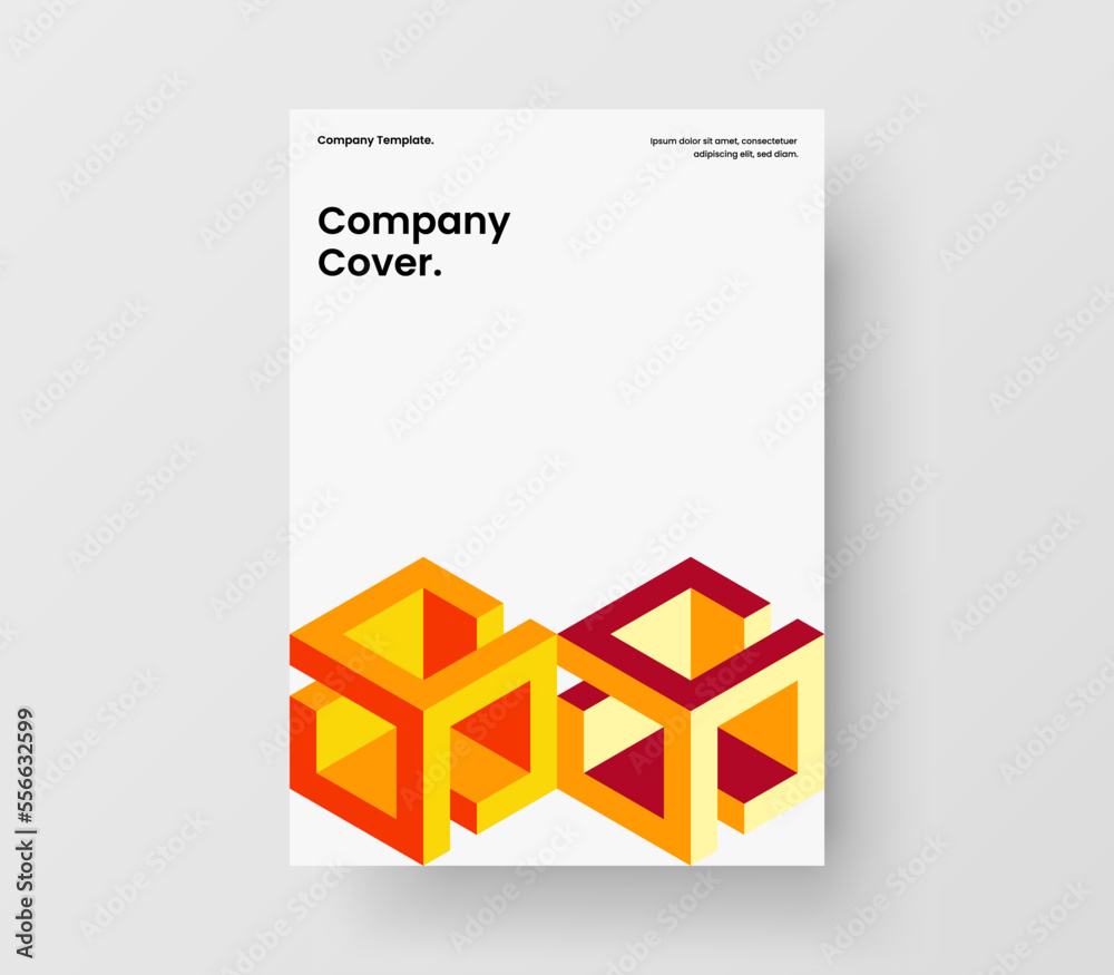 Premium pamphlet design vector layout. Creative geometric tiles company brochure concept.