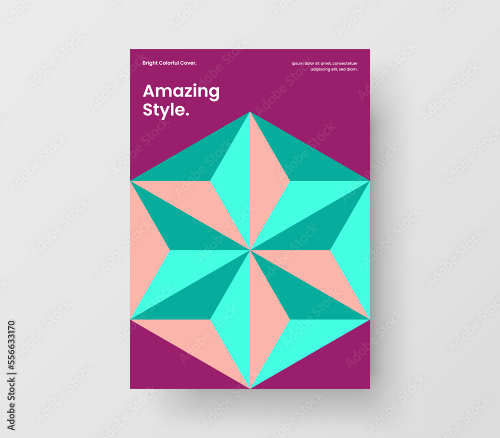 Colorful geometric shapes handbill concept. Modern banner A4 vector design illustration.